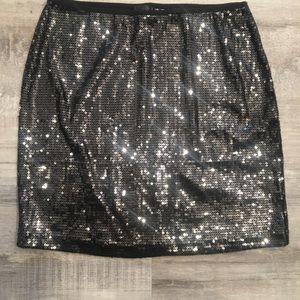Sequin black mini skirt